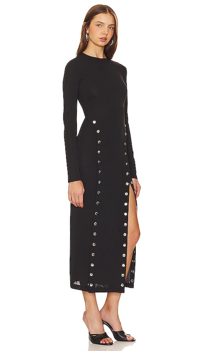Fleur Du Mal Midi Dress With Side Snaps In Black