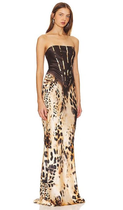 Shop Retroféte Shayna Silk Dress In Vintage Cheetah