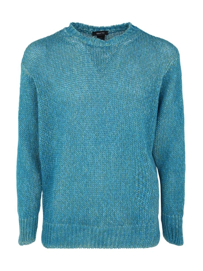 Shop Avant Toi Hand Painted Mouline` Linen/cotton V Neck Cardigan Clothing In Blue