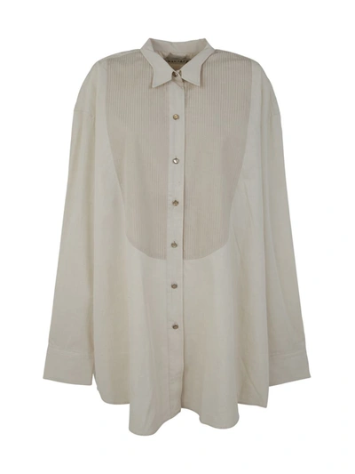 Our Legacy Collared Neck Tuxedo Shirt With Pleated Back In White