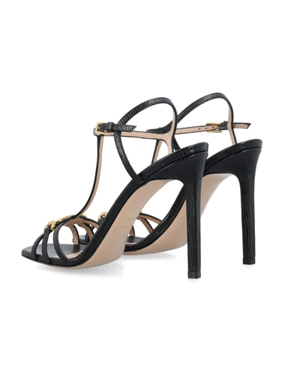 Shop Tom Ford Stamped Lizard Leather Whitney Sandal In Black