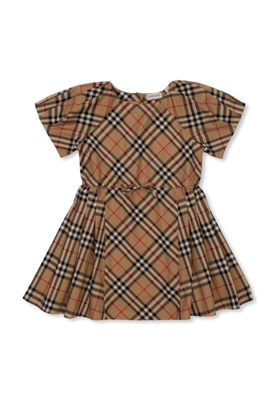 Shop Burberry Kids Checked Short In Multi