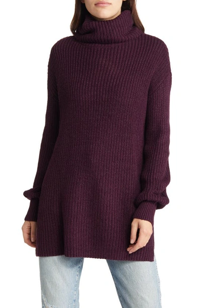 Shop Vero Moda Sayla Cowl Neck Tunic Sweater In Winetasting