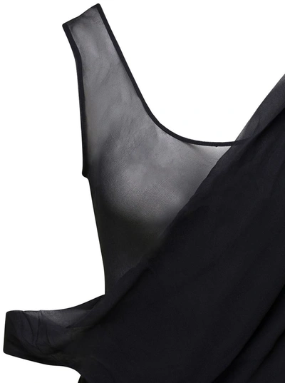Shop Christopher Esber Long Black Relaxed Dress With Draped Neckline In Silk Woman