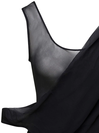 Christopher Esber Long Black Relaxed Dress With Draped Neckline In Silk Woman In Black
