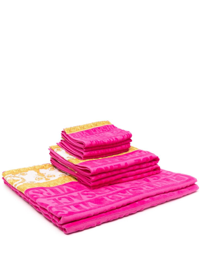 Shop Versace Pink I Love Baroque Towel Set