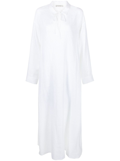 Shop Asceno Lisbon Maxi-hemdkleid Aus Leinen In White