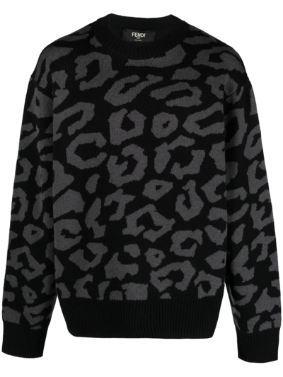 Shop J. Lindeberg Black Olive Leopard-pattern Sweater