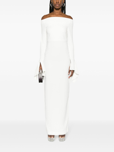 Shop Solace London White Amalie Off-shoulder Maxi Dress