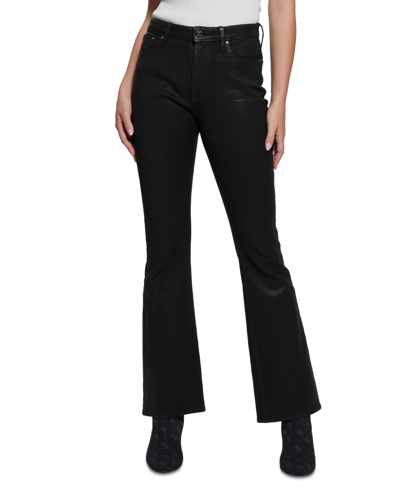 Shop Guess Women's Sexy High-rise Flare-leg Jeans In Jet Black Multi