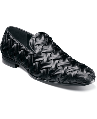 Shop Stacy Adams Men's Savoir X-cross Satin Slip-on Loafers In Black