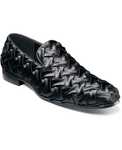 Stacy Adams Savoir X-cross Texti Mens Round Closed Toe Slip-on Shoe In Black
