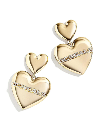 Wear By Erin Andrews X Baublebar Gold Cincinnati Bengals Heart Statement Drop Earrings In Gold-tone