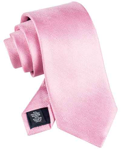 Shop Tommy Hilfiger Men's Herringbone Solid Tie In Pink