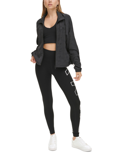 Shop Dkny Sport Women's Ruched-sleeve Commuter Jacket In Black
