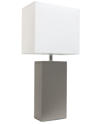 Shop All The Rages Lalia Home Lexington 21" Leather Base Modern Home Decor Bedside Table Lamp With White Rectangular Fa In Gray