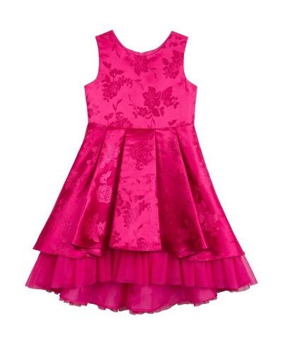 Shop Rare Editions Little Girls Sleeveless Brocade Party Dress In Fuchsia