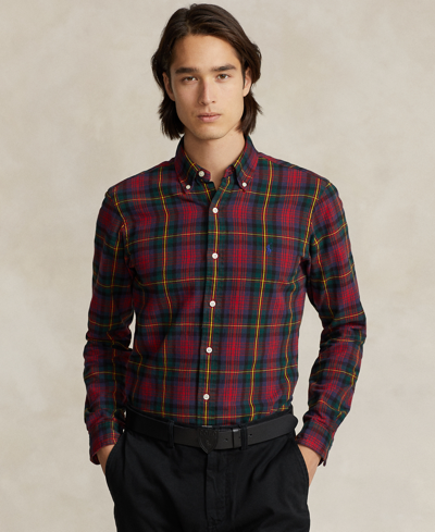 Shop Polo Ralph Lauren Men's Classic-fit Plaid Oxford Shirt In Red,green Multi
