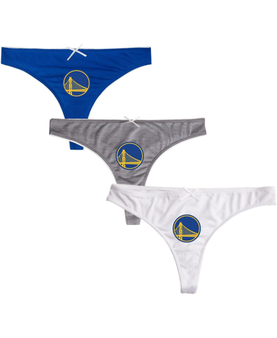 Shop College Concepts Women's  Royal, Charcoal, White Golden State Warriors Arctic 3-pack Thong Set In Royal,charcoal