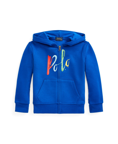 Shop Polo Ralph Lauren Toddler And Little Boys Logo Fleece Full-zip Hoodie In Sapphire Star
