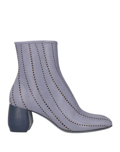 Shop Malloni Woman Ankle Boots Purple Size 10 Leather