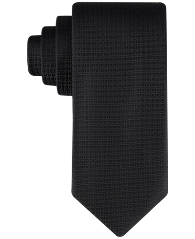 Shop Calvin Klein Men's Solid Geo-print Tie In Black