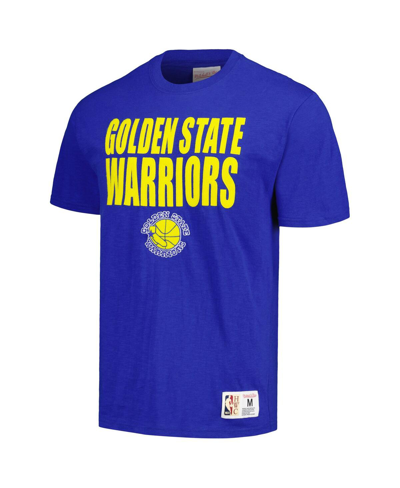 Mitchell & Ness Men's  Royal Distressed Golden State Warriors Hardwood Classics Legendary Slub T-shir In Royal