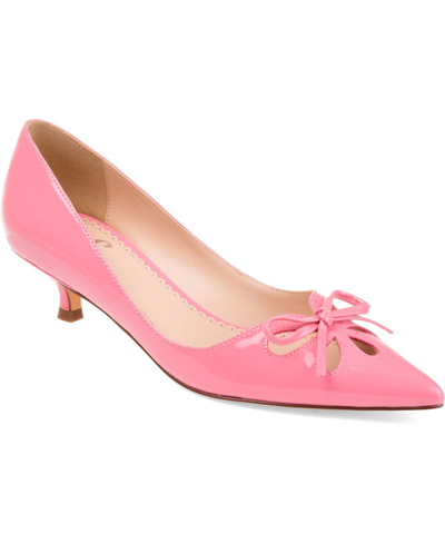 Shop Journee Collection Women's Lutana Pointed Toe Kitten Heel Pumps In Pink