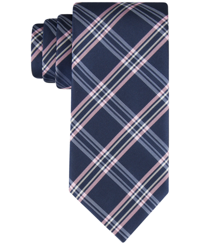 Shop Tommy Hilfiger Men's Twill Plaid Tie In Navy,pink