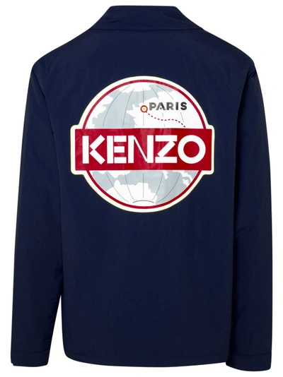 Shop Kenzo Blue Shirt Jacket