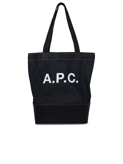 Shop Apc Blue Denim Blend Small Axel Bag