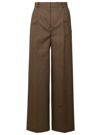 Shop Msgm Two-tone Wool Trousers In Brown