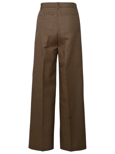 Shop Msgm Two-tone Wool Trousers In Brown