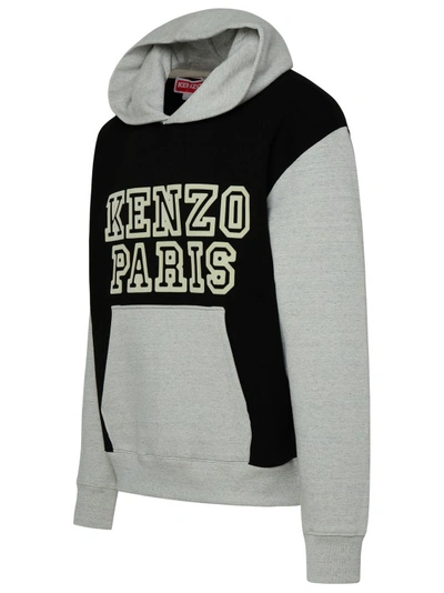 Shop Kenzo Two-tone Cotton Hoodie In Grey