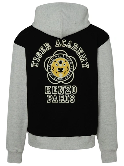 Shop Kenzo Two-tone Cotton Hoodie In Grey