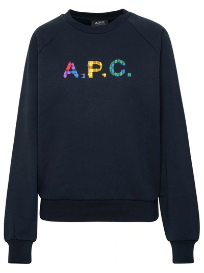 Shop Apc Vicky Navy Cotton Sweatshirt In Blue