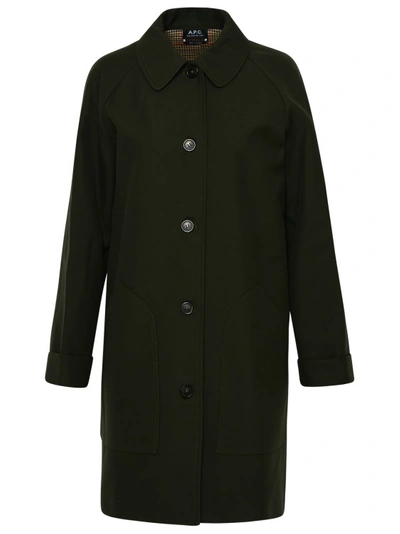 Shop Apc Louanne Coat In Green Cotton