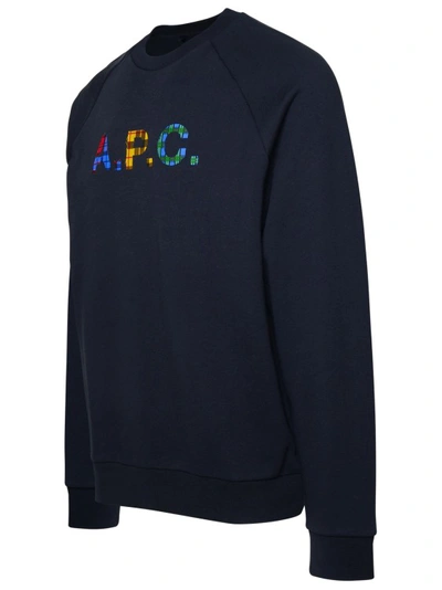 Shop Apc Shaun Blue Cotton Sweatshirt
