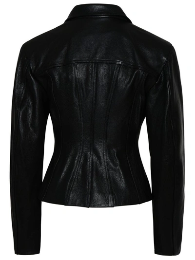 Shop David Koma Black Leather Jacket