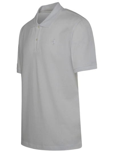 Shop Ferrari White Cotton Blend Polo Shirt