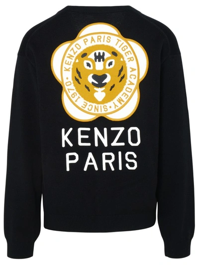 Shop Kenzo Black Wool Blend Cardigan