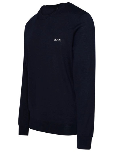 Shop Apc Blue Wool Blend Axel Sweater