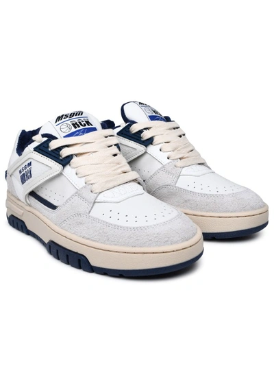 Shop Msgm New Rck White Leather Sneakers