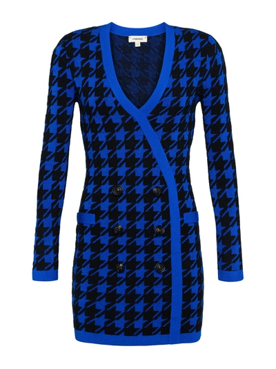 Shop L Agence Odell Dress In Blue/black Houndstooth