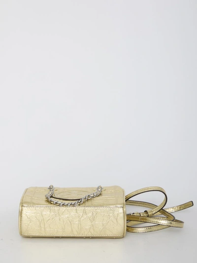 Shop Tory Burch Fleming Soft Metallic Quilt Mini Chain Tote Bag In Gold