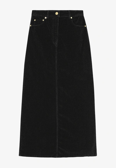 Shop Ganni A-line Corduroy Maxi Skirt In Black