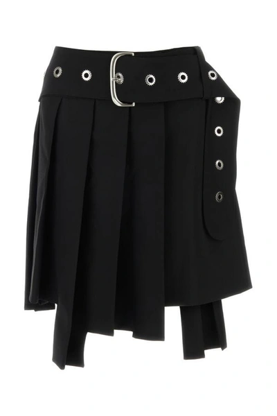 Shop Off-white Off White Woman Black Stretch Wool Mini Skirt