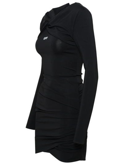 Shop Off-white Woman  Black Viscose Mini Dress