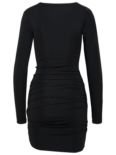 Shop Off-white Black Viscose Mini Dress Woman