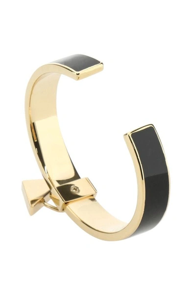 Shop Prada Woman Enamelled Metal Bracelet In Black